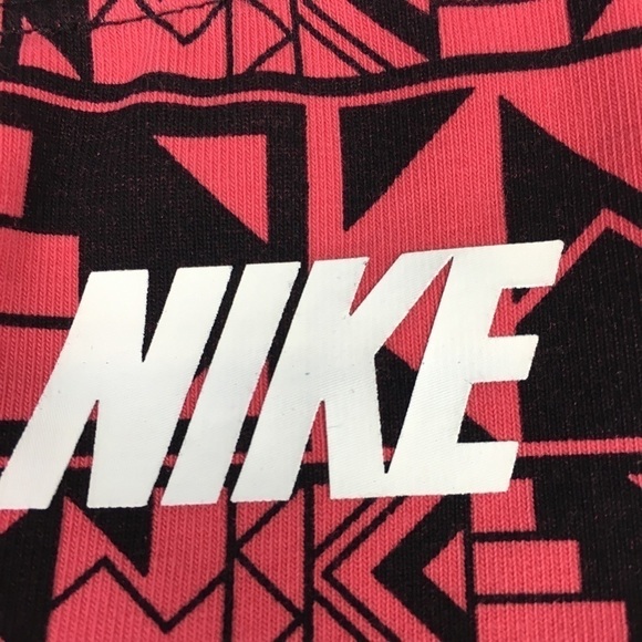 Nike Geometric Cotton Leggings Black and Pink M all-over logo Athleisure Cozy - Picture 2 of 6